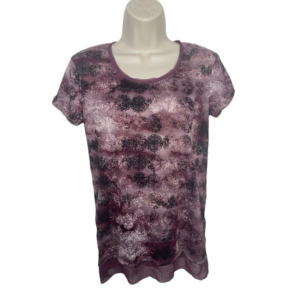 SIMPLY VERA WANG Women's Size XS Purple Blouse with Crepe Hem and Neckline